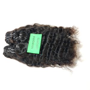 Paquets de cheveux vierges naturels 100% du vendeur 8-32 pouces Extensions de cheveux humains indiens bouclés en vrac pas cher couleur Machine vague naturelle - Product Image 6