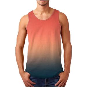 <b>Men's</b> Tank Tops Fashion Gradient Sleeveless Tee Shirt Singlets Sports Fitness Casual Pullover Sublimated Tank Tops - Product Image 1