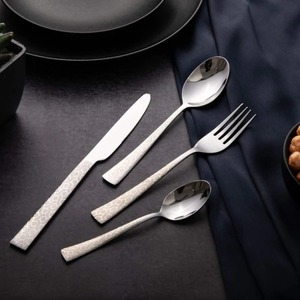 Juego de cubiertos con acabado plateado con asas de diseñador, cubiertos Premium para mesa de comedor, hogar, cocina o eventos especiales - Product Image 3