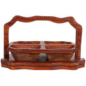 <b>Wooden</b> Handcrafted Dry Fruit <b>Basket</b> Tray Collapsible Foldable Decorative Ideal for Dry Fruit Nuts Snacks Tray Gift for Mum - Product Image 4