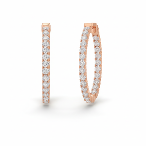 Pendientes de Aro para Mujer, Oro de 14K y Diamantes Naturales Eticos, Corte Brillante Redondo, Interior y Exterior - Product Image 3