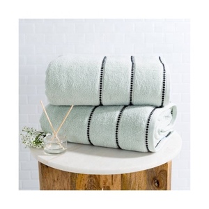 Coton de golf brodé Double face certificat GOTS tissu biologique Restaurant mariage Super absorbant serviettes de bain de haute qualité - Product Image 1