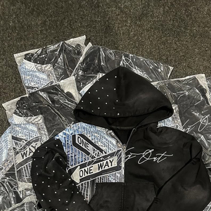 เสื้อฮู้ดดี้ผ้าฟลีซคอตตอนพิมพ์ลายดิจิทัลแบบสั่งทำพิเศษ สไตล์วินเทจ ลวดลายแอซิดวอช ประดับด้วยคริสตัลและงานปัก  ออกแบบเองได้สำหรับผู้ชาย - Product Image 6