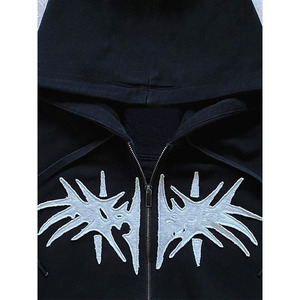 Sweat à capuche zippé en molleton déchiré pour homme, en coton mélangé, fabriqué au Pakistan, avec broderie et impression numérique, idéal pour l'hiver, décontracté et écologique - Product Image 6