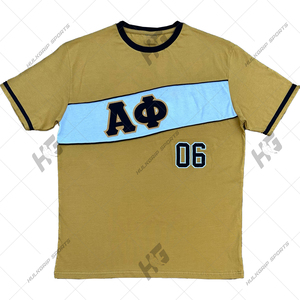Venta al por mayor Alppha Phi Custom College Shirt 220 Gram Greek Jersey Uniforme Sólido Bordado Técnicas Alpha Phi Fraternidad Camiseta - Product Image 5