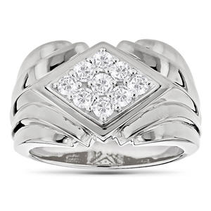 Luxury Round Moissanite Square Halo Style Diamond <b>Ring</b> <b>Crafted</b> In S925 Sterling Silver - Product Image 1