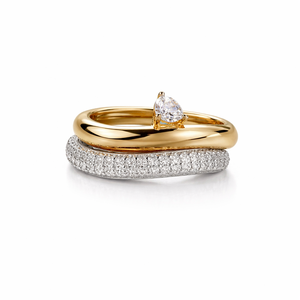 Elegante Anillo Ondulado con Diamantes Pavé, Anillo de Cóctel Curvo de Oro Puro de 18K con Diamantes Cultivados en Laboratorio, Anillo de Forma Libre, Anillo de Compromiso - Product Image 1
