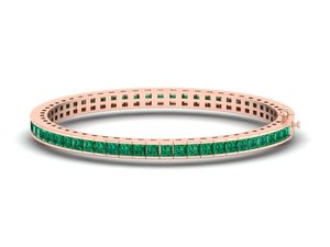 Bracelet tennis REYES minimaliste en or 14 carats avec pierre précieuse émeraude taille princesse de 5,1 carats, cadeau d'anniversaire personnalisé pour elle et lui - Product Image 4