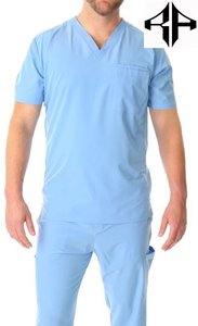 ATLANTIC Uniformes d'allaitement personnalisés pour hommes Couleur unie Design Scrubs pour hôpitaux Tissu tissé Vente en gros Combinaisons médicales - Product Image 3