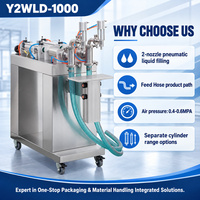 Machine de remplissage pneumatique à deux têtes sur pied Y2WLD-1000 pour eau, jus, huile 10-5000ml