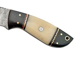 Dewdrop Damasco acero completo Tang Deer Skinner caza al aire libre cuchillo de estilo japonés con agujero para el dedo hecho en Pakistán - Product Image 6