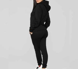 Survêtement personnalisable 100% coton en polyester coupe décontractée ensemble d'hiver de grande taille sweat à capuche surdimensionné couleur unie survêtement pour femmes - Product Image 3