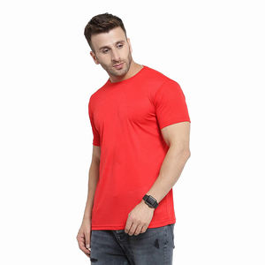 Venta al por mayor de los hombres adultos camiseta de color rojo de media manga O cuello Slim Fit Pullover al aire libre de secado rápido de los hombres Slim Fit camiseta - Product Image 3