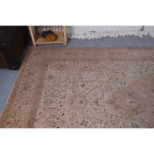 Traditional Beige <b>Brown</b> <b>Wool</b> Rug 6.6 X 11.3ft Vintage Turkish Patchwork Design for Living Rectangle Hallway Latex Bedside Rugs - Product Image 5