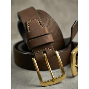 100% Cow Hide Leather <b>Belts</b> Men's Fashionable Steel Buckle Customized OEM High Quality 2026 - Product Image 6