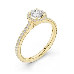 0.98 CT Round Brilliant Lab Diamond Halo <b>Ring</b> for Women VVS-VS EF Clarity 18KT, 14KT, 10KT Gold & 925 <b>Silver</b> Rose, - Product Image 4