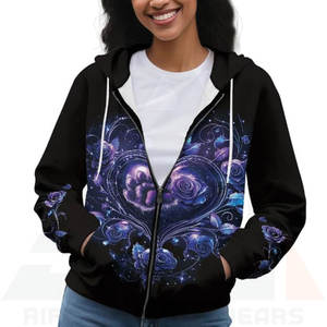 Sudadera con Capucha Galaxy Winter Terry con Estampado de Huellas de Pata Floral, Diseño de Corazón Rosa Morado, Felpa de Alta Calidad, Frente Blanco, Cordón Ajustable, Bolsillos Tipo Canguro - Product Image 6