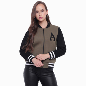 Long Sleeve Slim Fit Women's Winter <b>Canvas</b> Printed Varsity Jacket Stand Streetwear Style Comfortable Customizable Design Cotton - Product Image 4