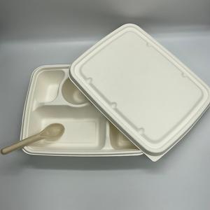 Premium Disposable Paper Partitioned Takeaway <b>Box</b> Pulp Material Embossing Matt Lamination Square Shape Noodles Salads Food - Product Image 6