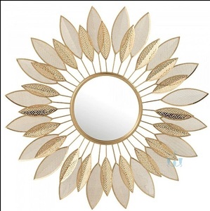 Diseño clásico para decoración del hogar y decoración de oficina Alambre de metal decorativo Espejo de pared de color dorado con diferentes tamaños - Product Image 1