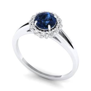 Anillos de Compromiso de Plata de Ley 925 con Diseño Personalizado REYES, Joyería de Alta Calidad con Baño de Oro de 14K y Piedra Preciosa de Zafiro Azul - Product Image 2