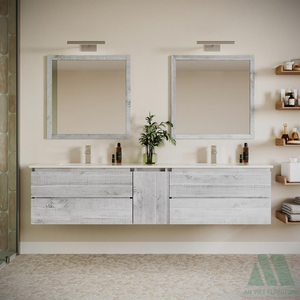Gabinetes de baño de madera listos para montar de estilo moderno cajones resistentes al agua respetuosos con el medio ambiente elegante para apartamento Hotel Villa - Product Image 1
