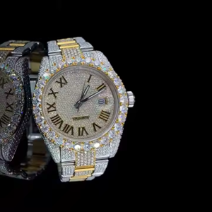 Nouveau Venir IcedOut Luxe Personnaliser En Acier Inoxydable À La Main Réglage Bustdown Hip Hop VVS Moissanite diamant Montre Prix Usine - Product Image 1