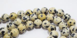 Cuentas redondas de jaspe Dálmata, piedras preciosas naturales, grado AAA, 8mm, cuentas sueltas blancas amarillas para pulseras DIY - Product Image 3