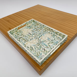 Plateau d'incrustation de nacre du Vietnam fait à la main élégant plateau de service écologique pour le décor de restaurant de maison d'hôtel-SM2081 - Product Image 2