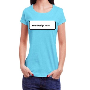 OEM Femmes à la mode couleur unie col rond manches courtes Sexy personnalisé haute qualité T-shirt coton polyester col rond T-shirt - Product Image 5