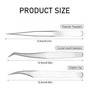 Pinzas de pestañas con punta de fibra de acero inoxidable japonesas personalizadas OEM, herramientas de extensión de Punta Alta, SS-ET-010 quirúrgico Sevmek - Product Image 3