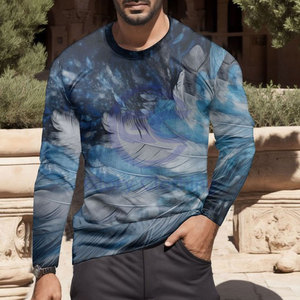 T-shirt à manches longues pour homme, col rond, tricoté, respirant, imprimé numériquement, avec design personnalisé en couleur intégrale, pour l'automne et l'hiver - Product Image 6