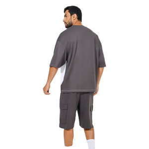 Ensembles d'été pour hommes T-shirts à manches courtes Shorts à jambes larges Costumes deux pièces Mince Respirant Homme Casual Loose Shorts and Shirts Sets - Product Image 3
