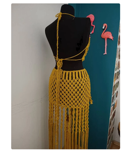 Macrame Swimwear Beach Wedding YOUR BRIDE to BE Cotton Hand Woven <b>Festival</b> Clothing Bustier Crop <b>Top</b> Women Macrame Beach Dress - Product Image 3