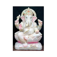 Statue de Ganesha indienne en marbre blanc moderne, faite à la main, durable, art religieux pour la maison et le bureau