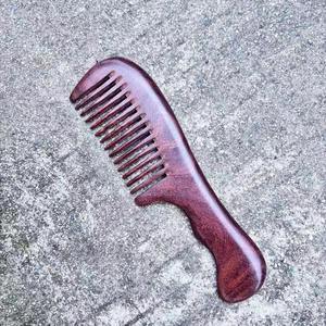 หวีไม้ธรรมชาติงานทำมือพร้อมซี่สองด้านสำหรับผมหนาและหยิก - Product Image 3