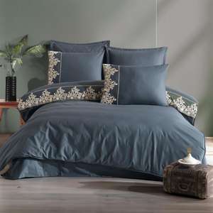 Osela V4 Juego de funda nórdica gris índigo Clasy Double Boutique Style Sleeping Accommodation - Product Image 1