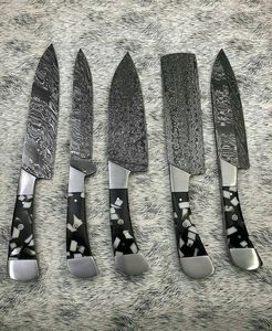 Juego de Cuchillos de 5 Piezas de Acero de Damasco Hecho a Mano, Servicio OEM/ODM Personalizado de Alta Calidad, Ambidiestro, 67 Capas, Duradero y Afilado - Product Image 1