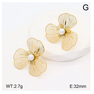 Wholesale 2025 Vintage <b>Silver</b> Plated Stainless Steel Flower Ear Stud Versatile Personalized <b>Pearl</b> <b>Earring</b> Fashion Straight India - Product Image 2