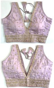 Blusa moderna de verano con trabajo de hilo Zari y nudos hechos a mano Patrón abierto frontal Estilo formal elegante - Product Image 3