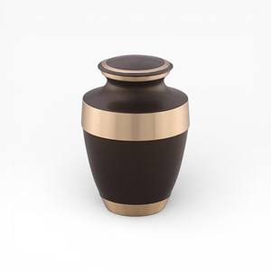 Chocolate Brown Gloss Cremation Urn with Gold Floral Engraved Band and Secure Lid for Classic <b>Memorial</b> - Product Image 6