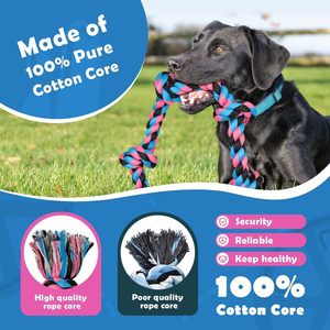 2025, juguete de cuerda de perro de algodón de 5 nudos de calidad superior al por mayor para masticadores agresivos, cuerda de algodón, juguete para masticar perros medianos y adultos - Product Image 6