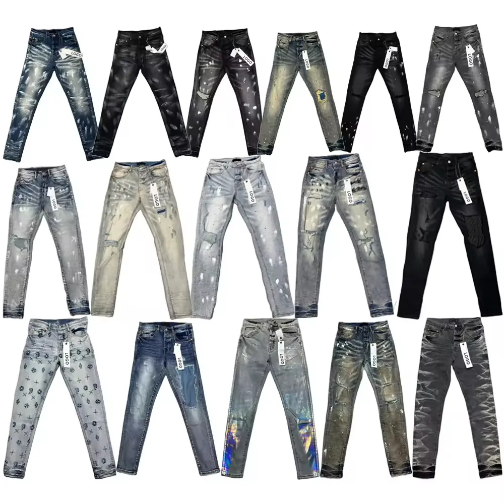 2024 Mới Tùy Chỉnh Người Đàn Ông Giản Dị Của Jeans Slim Đường Phố Mặc Siêu Chất Lượng Thoáng Khí Người Đàn Ông Của Và Phụ Nữ Quần Jean