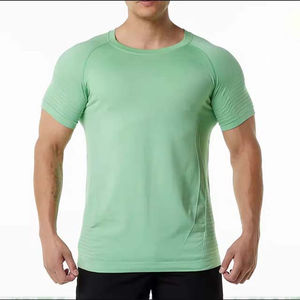 Camiseta de cuello redondo de algodón pesado personalizada OEM para hombre, ropa informal de verano de calle transpirable, cadera de punto Formal de Color sólido - Product Image 1