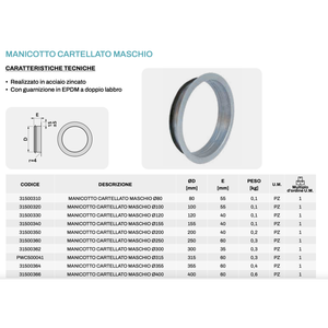 Manchon évasé mâle en acier galvanisé flexible Tecnosystemi pour systèmes CVC et conduits circulaires - Product Image 3