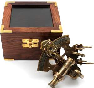 Sextant nautique en bronze artisanal Calvin, astrolabe en laiton massif, instrument de navigation - Product Image 2