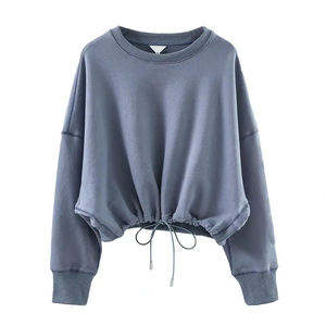 2025 Premium Heavy <b>Weight</b> Cotton Women's Long Sleeve Fleece Sweatshirt Custom Front Plain Crew Neck Eco-Friendly-for Autumn - Product Image 6