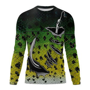 Jersey de pesca de manga larga que absorbe la humedad personalizado camisas protección UV sublimación impresión poliéster Spandex ropa de pesca - Product Image 1