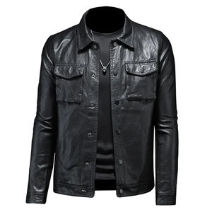 Veste de moto en cuir véritable Offre Spéciale pour hommes Service OEM personnalisable Tissu en toile imperméable écologique - Product Image 5