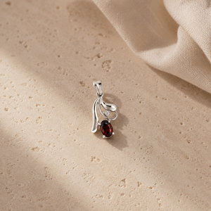 Pendentif ovale en grenat plaqué rhodium or rose - Product Image 4